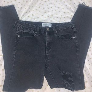 Black Vintage Distressed Skinny Jean Punk Grunge